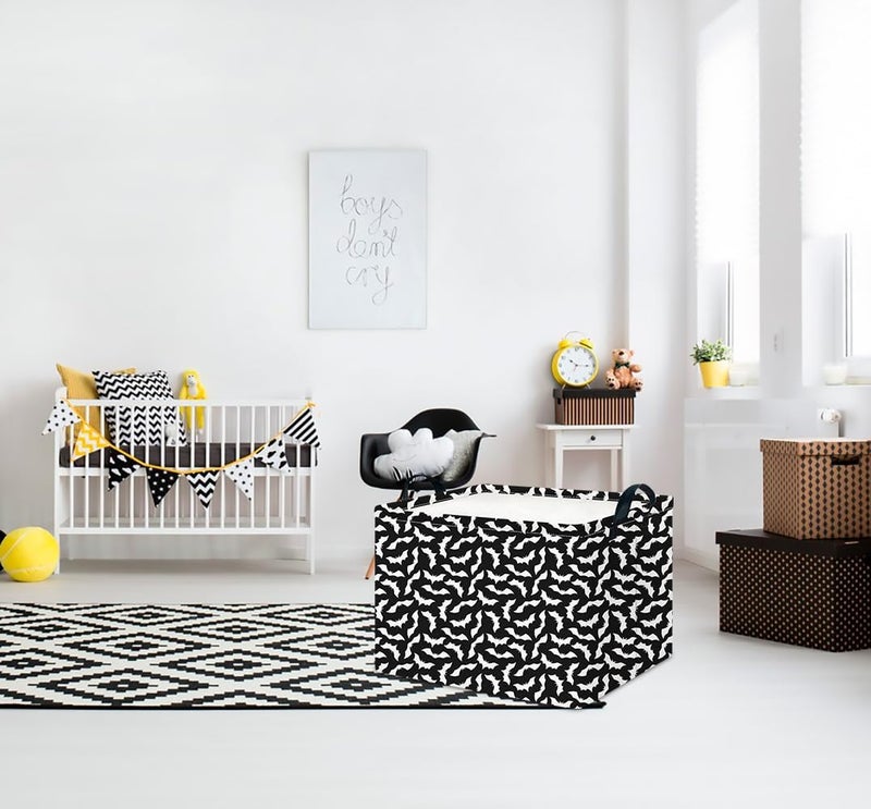 CLOCOR Rectangular Storage Basket Empty,Gift Basket,Waterproof Storage Bin with Handles,Room Decor(Unique Bat) - Image 2